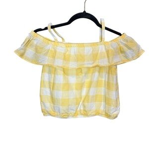 Janie and Jack Gingham Cropped Cold Shoulder Top size 8 kids